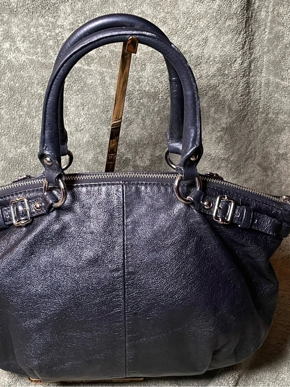 COACH Madison Sophia Black Leather Pleated Satchel Handbag Bag 18609